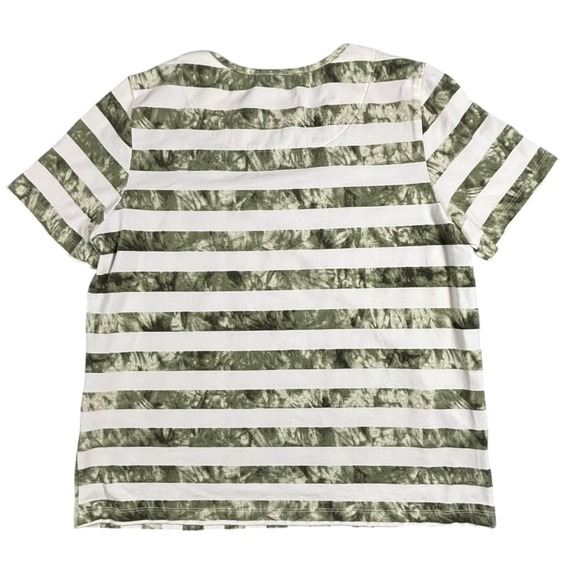 Alfred Dunner Petite Striped Beaded Neckline‎ T-Shirt Top Green White Size PS - Picture 3 of 3